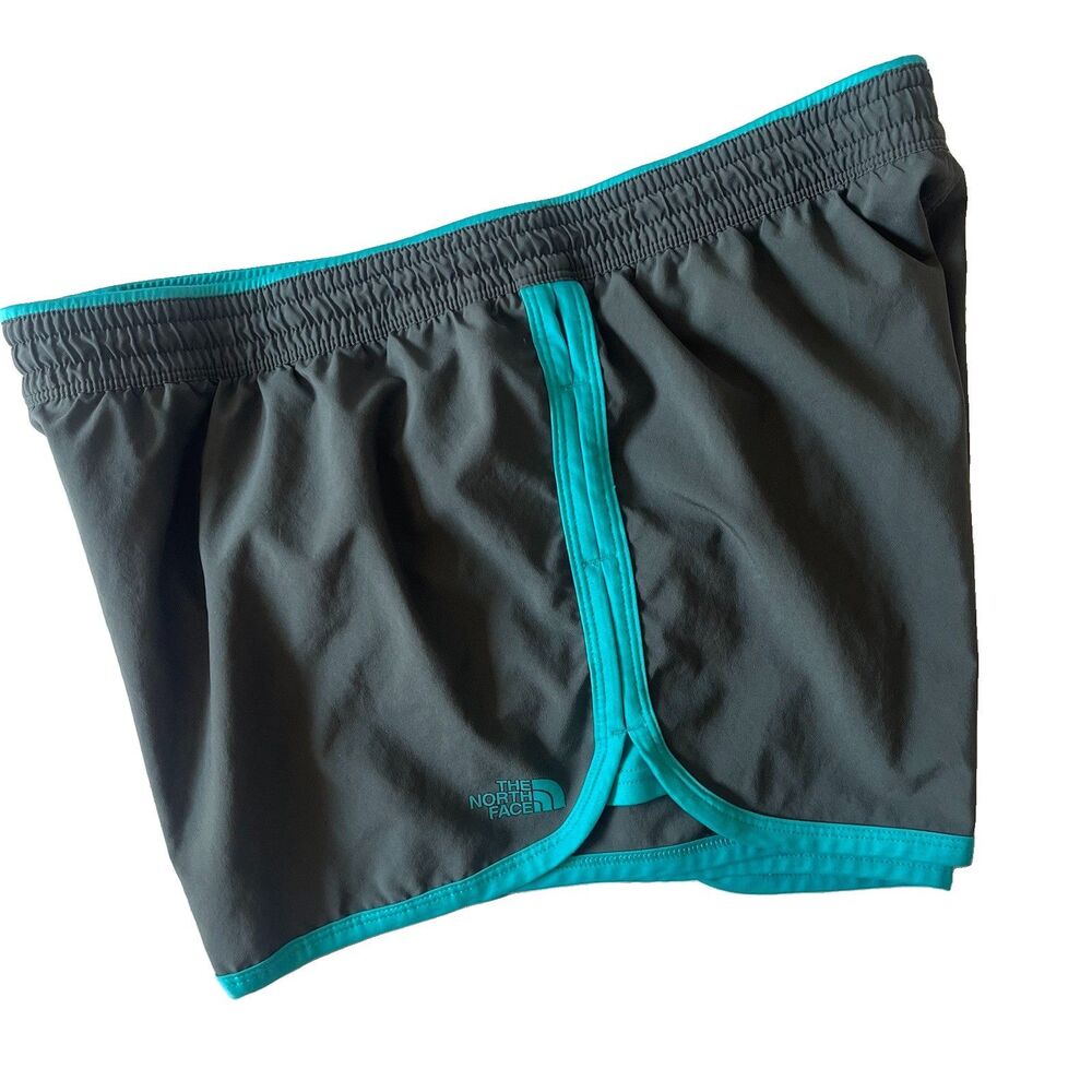The North Face Reflex Core Athletic Shorts FlashDry Womens L Gray Blue Running